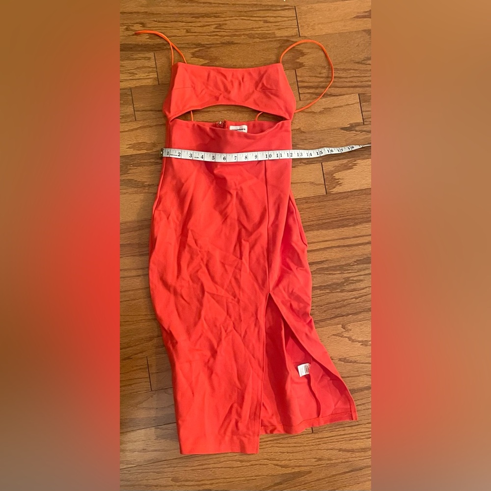 Superdown- Red Orange‎ Party Midi Dress with Cut-Out Size S - Picture 7 of 11